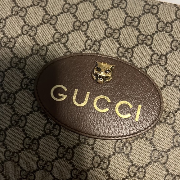 Gucci neosupreme pouch gg wristlet purse tan brown yellow gold AS IS - Picture 14 of 15